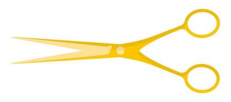 Vector cartoon yellow gold open barber scissors.