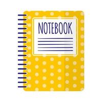 Vector cartoon yellow polka dot ruled notebook.