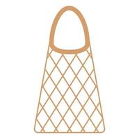 Vector cartoon beige empty grocery string bag or turtle mesh bag for healthy organic food.