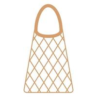 Vector cartoon beige empty grocery string bag or turtle mesh bag for healthy organic food.