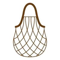 Vector cartoon brown empty grocery string bag or turtle mesh bag for healthy organic food.