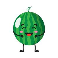 Vector cartoon cheerful cute watermelon character.