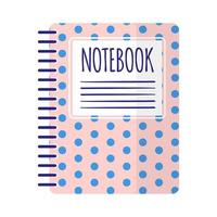 Vector cartoon pink and blue polka dot sqared notebook.