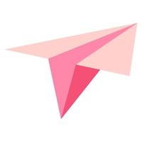 Vector cartoon pink origami paper plane.
