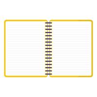 Vector cartoon yellow open ruled notebook.