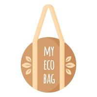 Vector cartoon empty burlap grocery bag with eco quot for healthy organic food.