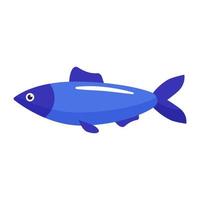 vector de dibujos animados de pescado fresco de mar o río
