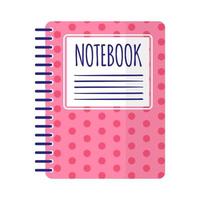 Vector cartoon pink polka dot art notebook.