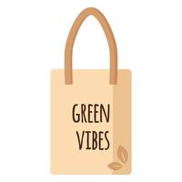 Vector cartoon empty grocery bag with eco quot for healthy organic food.
