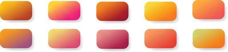 Rectangular gradient set of modern warm bright color on white backgrounds and texture for mobile applications and smartphone screen. Warm colour backdrop. Vivid design element for banner. vector