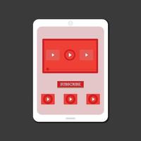 Video application UI design in tab digital free vector illustration