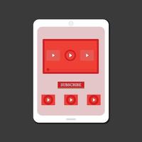 Video application UI design in tab digital free vector illustration