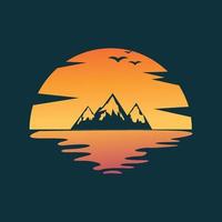 Mountain at sunset logo template design vector
