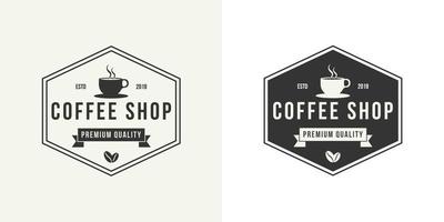 Coffee shop logo design template. Retro coffee emblem. Vector