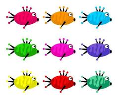 colorido, conjunto, de, caricatura, pez espinoso vector