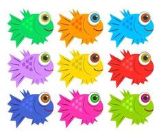 Colorful Set of Cartoon Aquarium Fish vector