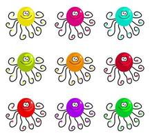 colorido conjunto de pulpo de dibujos animados vector