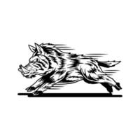 running wild boar graphic vector