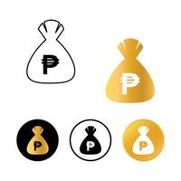 Abstract Philippine Peso Money Bag Icon vector