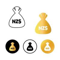 Abstract New Zealand Dollar Money Bag Icon vector