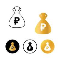 Abstract Russian Ruble Money Bag Icon vector