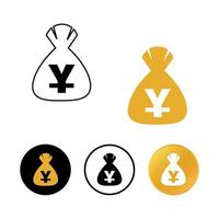 Abstract Chinese Yuan Money Bag Icon vector