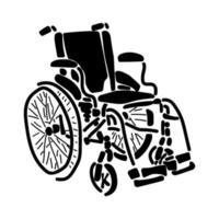 silueta de silla de ruedas, contorno negro de ayuda a la movilidad para personas con discapacidad, salud y medicina, entorno accesible vector
