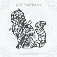 Cat Mandala line art style. Boho Cats SVG. Vector EPS 10
