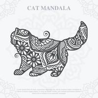 Cat Mandala line art style. Boho Cats SVG. Vector EPS 10