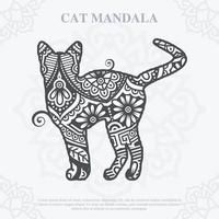 Cat Mandala line art style. Boho Cats SVG. Vector EPS 10