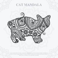 Cat Mandala line art style. Boho Cats SVG. Vector EPS 10