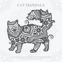 Cat Mandala line art style. Boho Cats SVG. Vector EPS 10