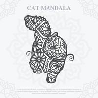 Cat Mandala line art style. Boho Cats SVG. Vector EPS 10