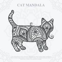 Cat Mandala line art style. Boho Cats SVG. Vector EPS 10