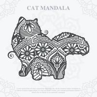 Cat Mandala line art style. Boho Cats SVG. Vector EPS 10