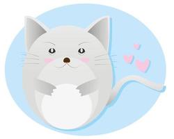 Valentine's Day concept. Pink heart with cute cat vector