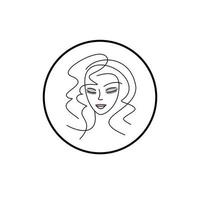 logo para un salón de belleza - bello rostro de una niña. peinado, maquillaje vector