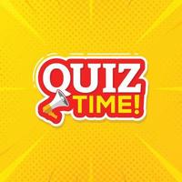 Quiz time banner with megaphone vector graphic