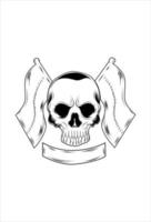 Skull with flag vector illustration