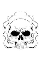 Human skull with a smoke vector illustration