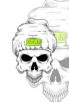 Human skull with beanie hat vector illustration