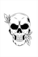 Skull with leaf vector illustration