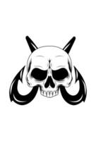 Skull and fishing hook vector illustration