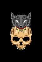 Skull with wolf vector illustration