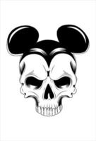 Skull with micky mouse vector illustration