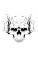 Human skull with dragon vector illustration