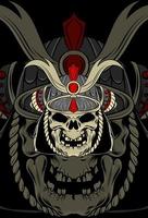 Skull with samurai vector illustration