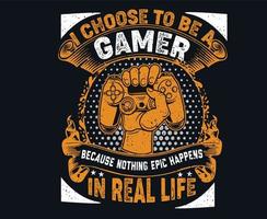 gamer typography design for t shirt vector