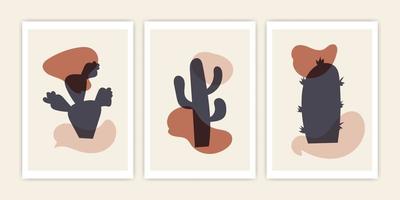 Set of abstract cactus shape. Vector abstract cover design.