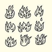 Collection of Fire Doodle Illustration vector